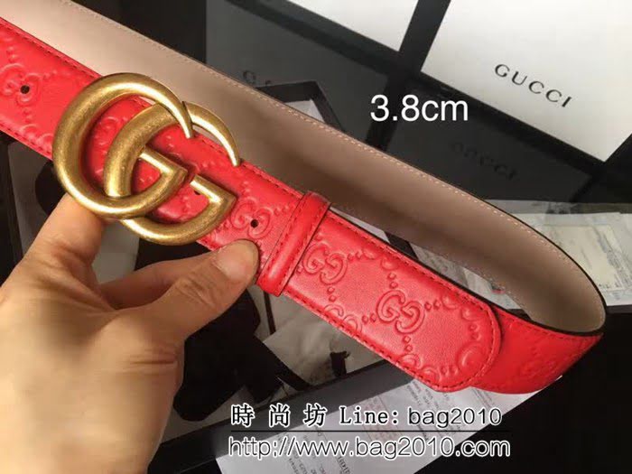 古馳CUCCI 頭層小牛皮壓花 純銅扣 原單經典男士皮帶 GHG1040